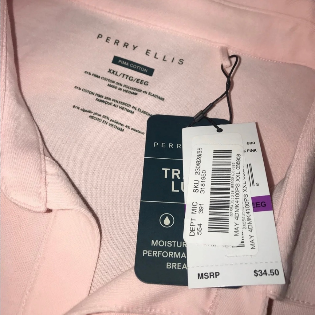 Brand New Perry Ellis Polo Shirt Pink Color Xxl Brand New Perry Ellis Polo Shirt Pink Color Xxl
